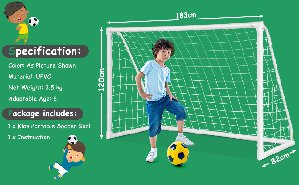 Costway Kids Portable Soccer Goal, 1.8m x 1.2m