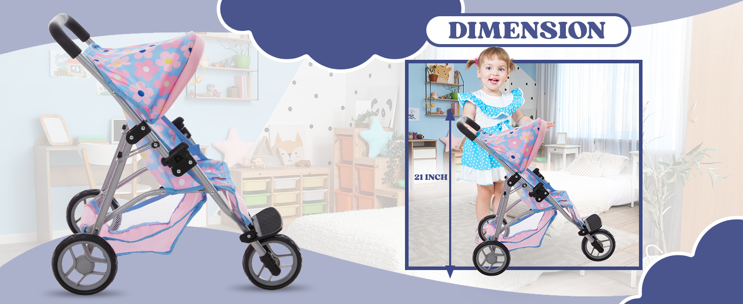 baby doll stroller jogger dolls girls kids toy toddler carriage realistic accessories dolls