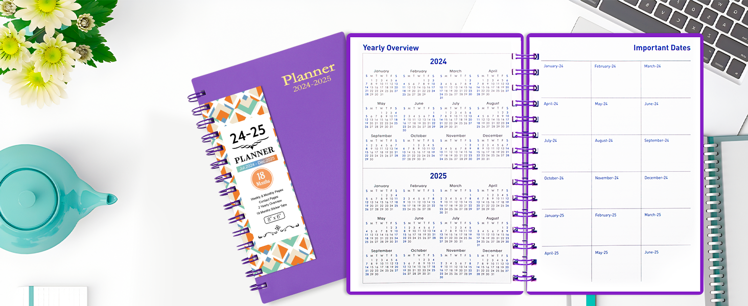 20242025 Weekly and Monthly Planner, 18 Month Calendar Planner Jul