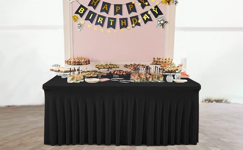 Antuenco 6ft White Spandex Table Skirt for Rectangle Table