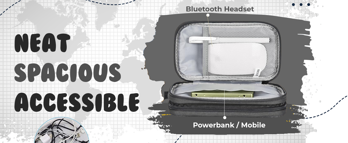 SaleOn 8.3x5 Inch Portable Storage Organizer for cables, charger, power bank & digital gadgets.