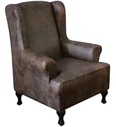 ANARACHON Leather Look Wingback Chair Cover 1 Piece Stretch Wing Chair Slipcovers Sofa Wingback A...