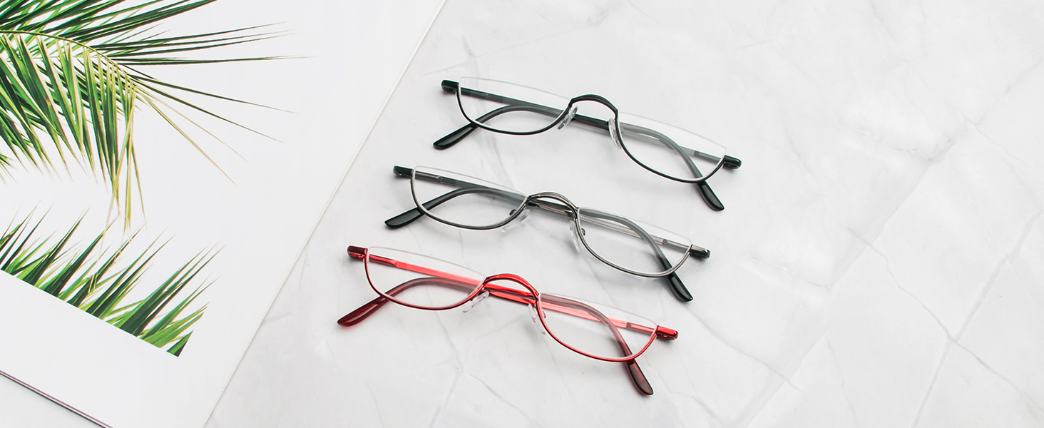DXYXYO Half Moon Reading Glasses 1.0 for Women Men Small