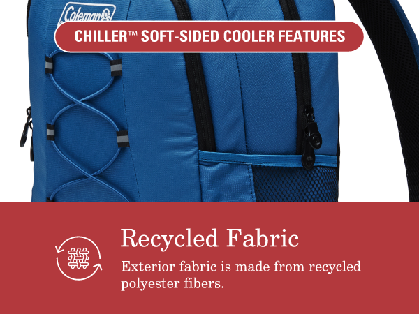 recycled fabric fiber polyester backpack blue coleman chiller cooler hike walk kids family easy