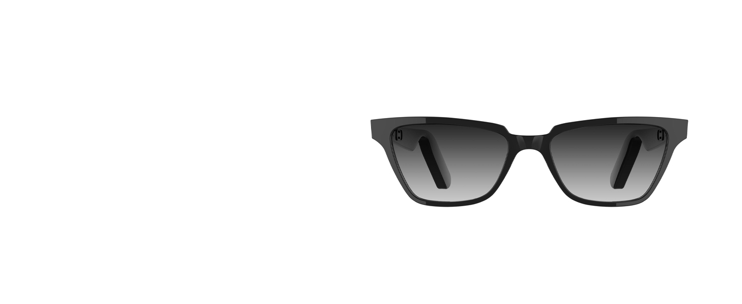 Lucyd Smart Sunglasses | Nebula Model | Open Ear | Noise Canceling Wireless Mics | Compatible with Voice Assistants | Narrow Size 22 Lucyd Lyte 2.0 Nebula Bluetooth Audio Sunglasses Women Black