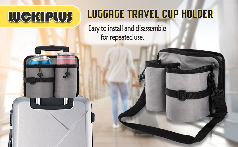 Gray Travel Luggage Cup Holder Attachment Drink Holder