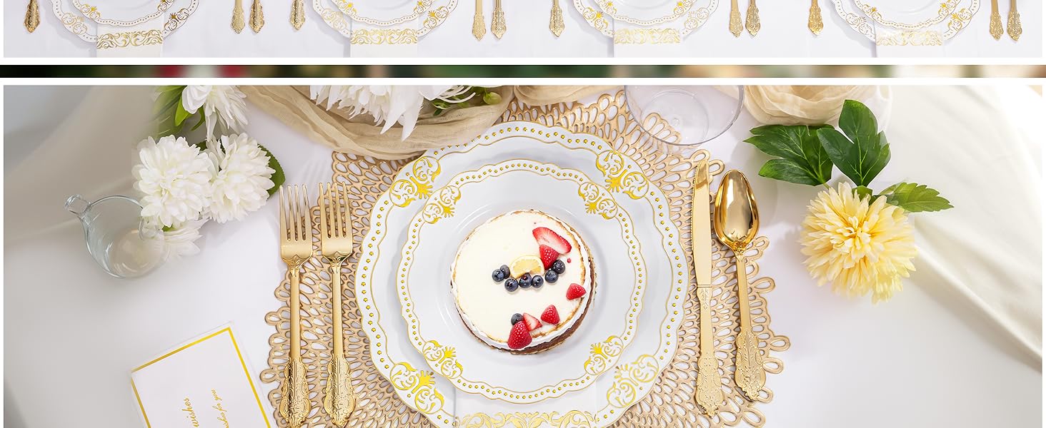 White and Gold Plastic Plates