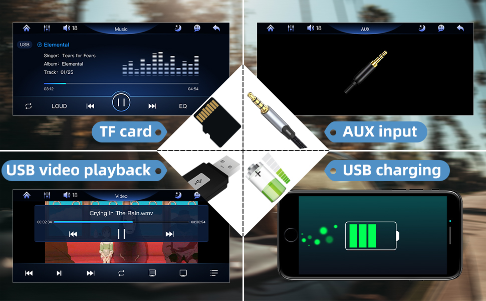 Podofo Single Din Apple Carplay Car Stereo with Android