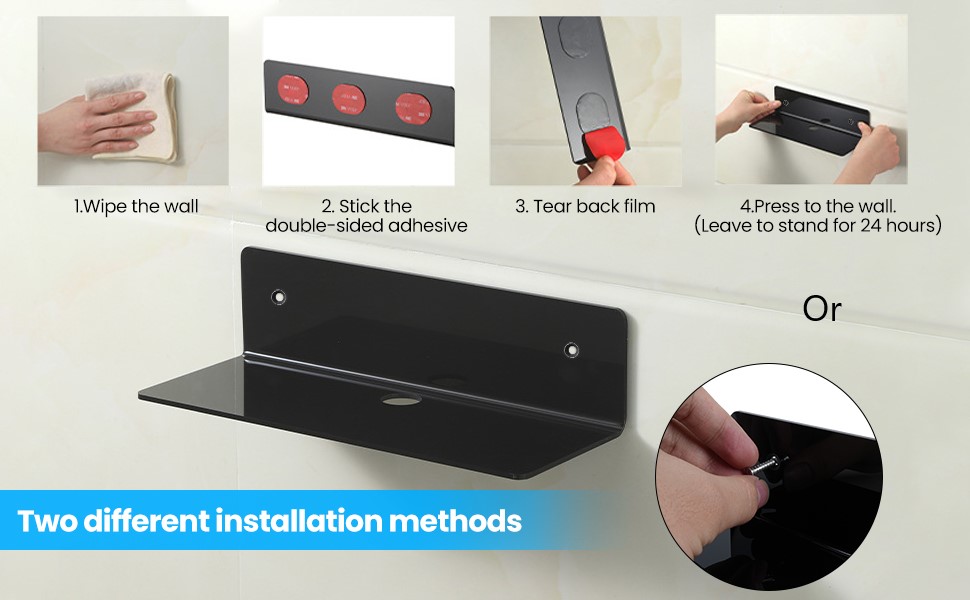 KOMINZZ Acrylic Floating Shelves Set of 4 No Drill Display Shelf