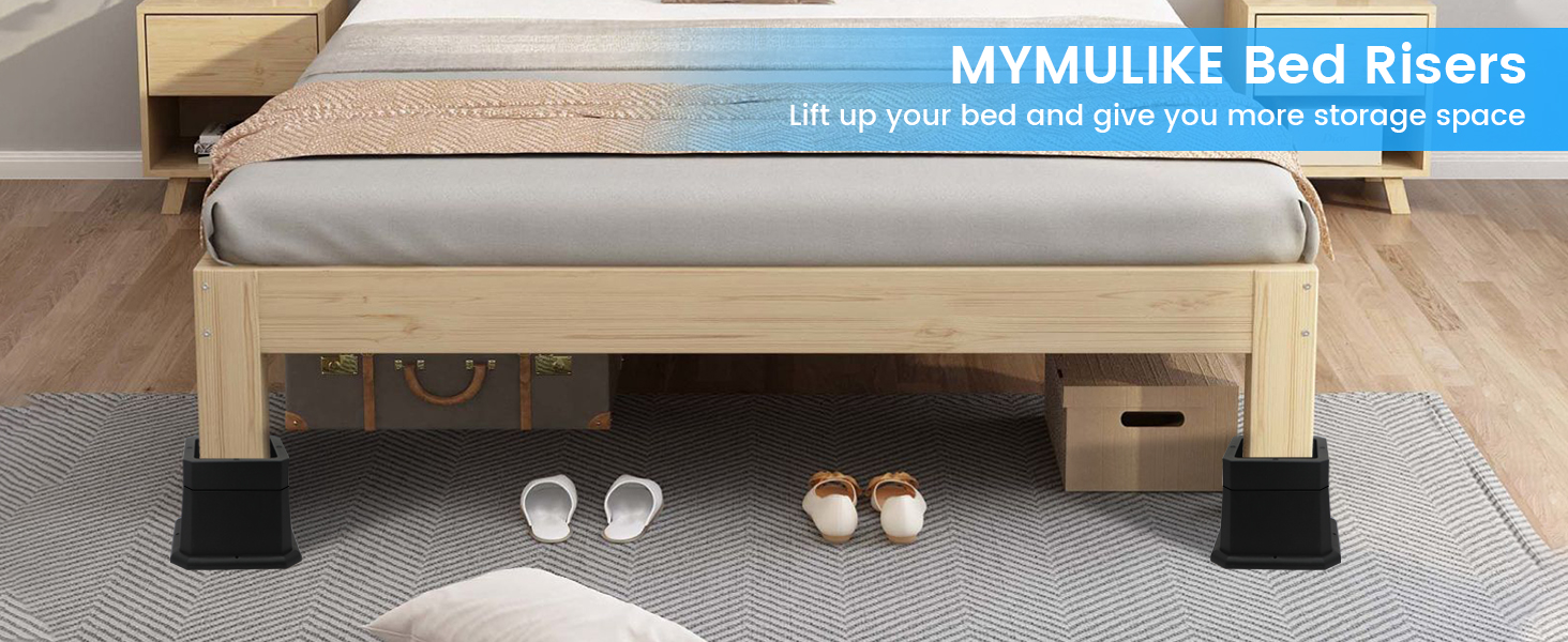 MYMULIKE Adjustable Bed Risers 3 Inch,Furnitures Risers