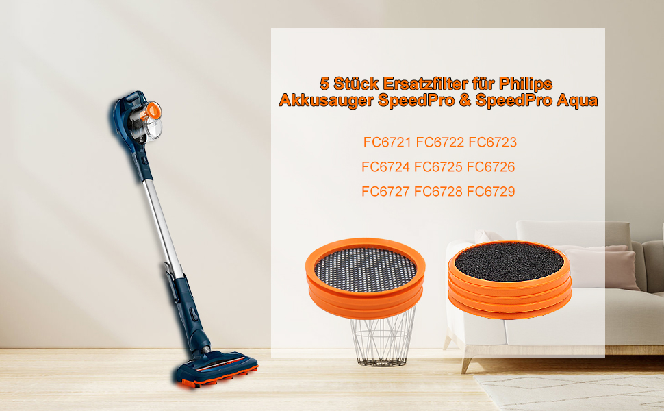 Amazon.de: Laukowind 5 Stück Ersatzfilter für Philips Akkusauger ...