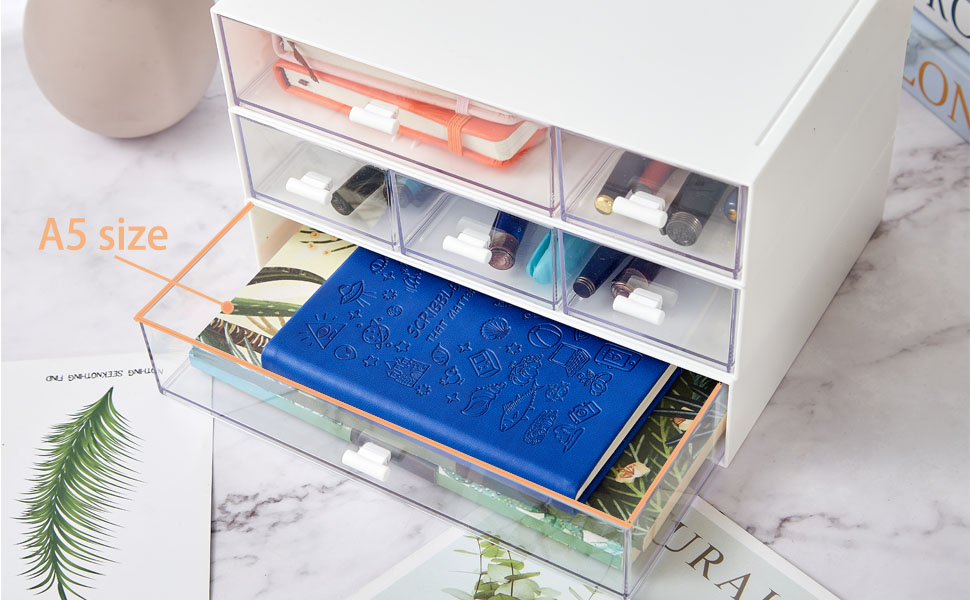 Desktop Stackable Organizer Storage Drawers, Plastic Drawers Office Acrylic Drawer Clear