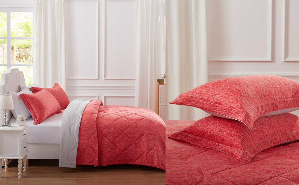 SunStyle Home Warm&Cooling Comforter Set All Season Down Alternative Bed Set Cooling