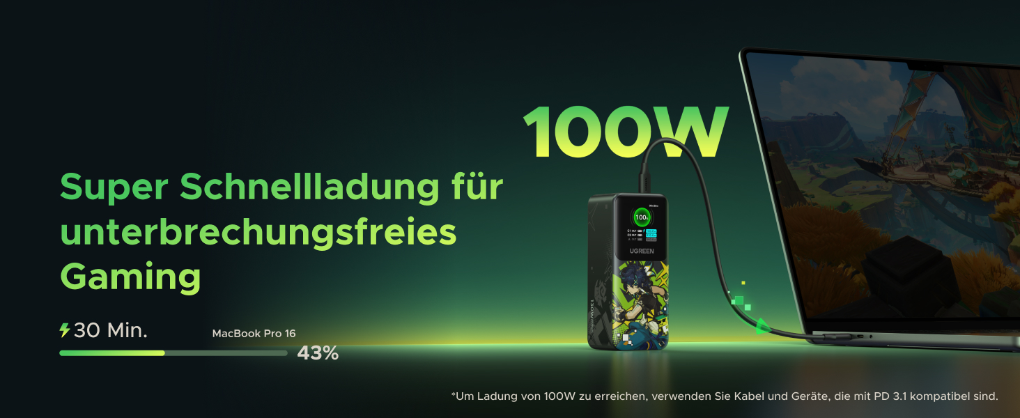 20000mAh Capazität 100W fast charge schnell laden für laptop