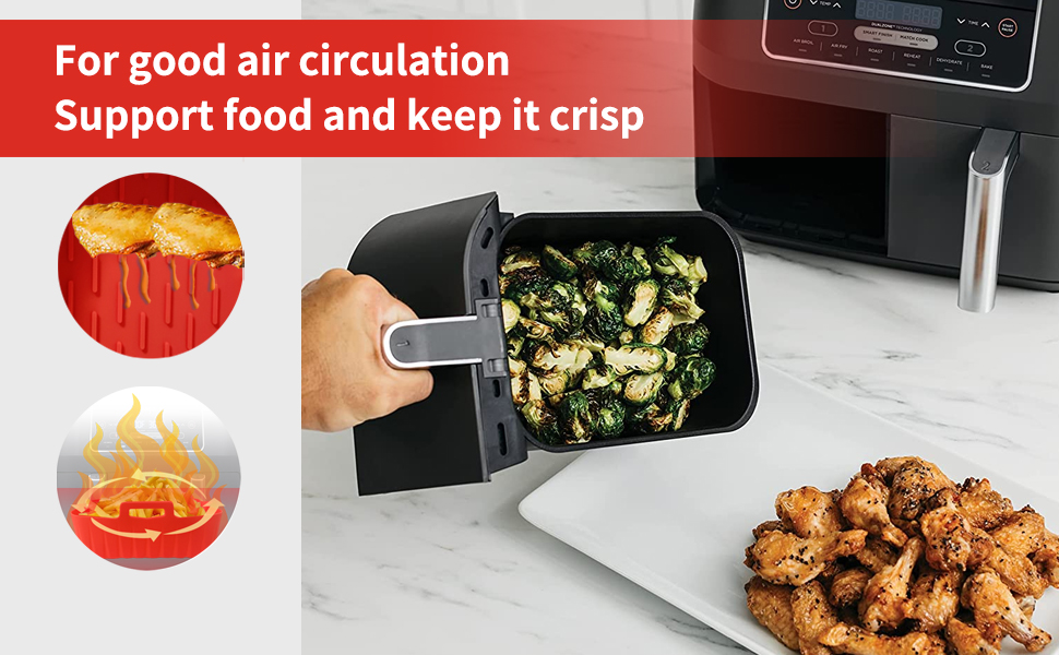 Silicone Air Fryer Liner for Ninja Dual Zone Air Fryer, 2