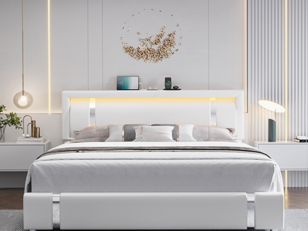 Amazon.com: Keyluv King Size Bed Frame with RGB LED Lights