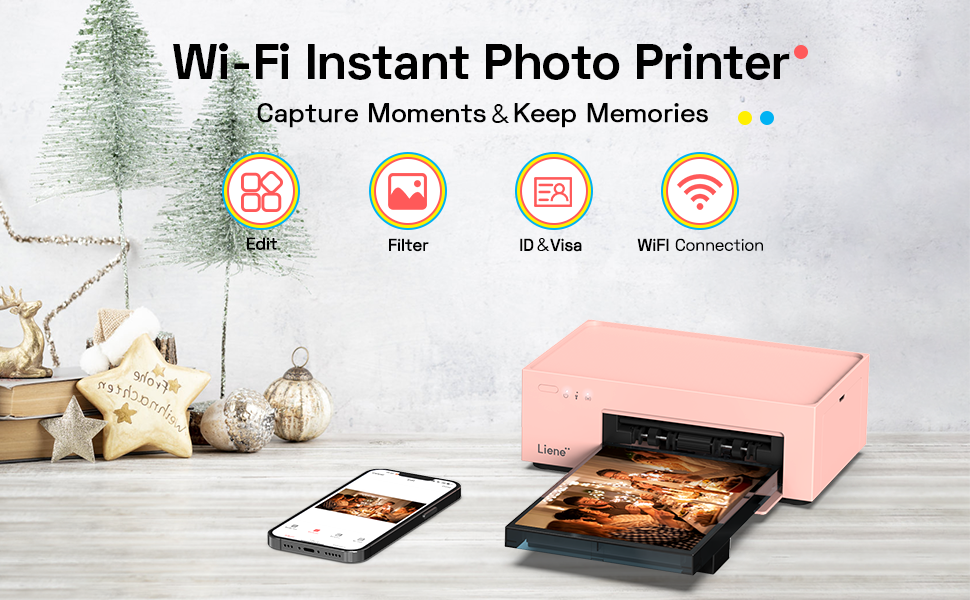 Liene 4x6'' Photo Printer Bundle (100 Sheets +3 Ink