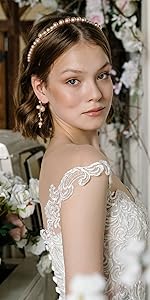 Pink Pearl Headband and Earrings