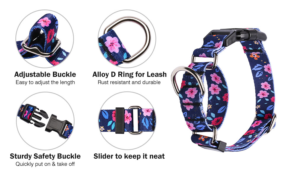 Martingale Collar for Dogs, Adjustable Soft Nylon Dog