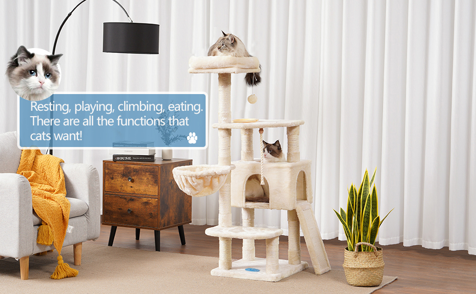 Heybrother Cat tree with feeding bowl, Cat tower for indoor cats