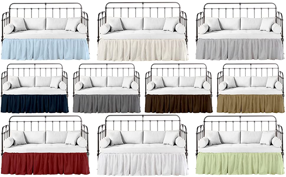 Shreem Linen Daybed Ruffled Bed Skirt Twin Size Bed Skirt