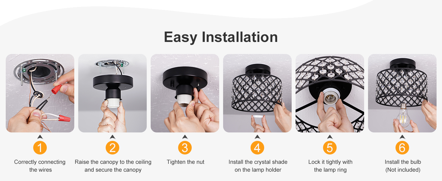 Black Crystal Ceiling Light Fixture