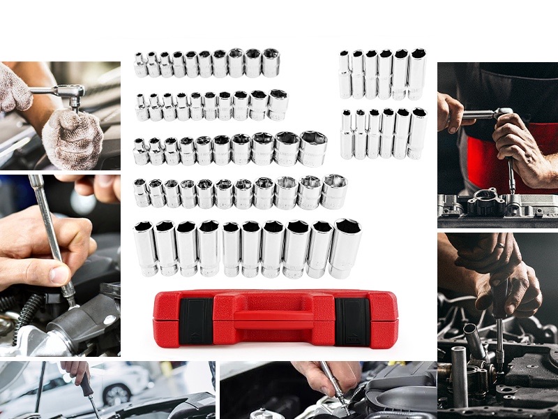 1/4" and 3/8" Drive Socket Set, 86-Piece Socket Wrench Set with Quick-Release Ratchet