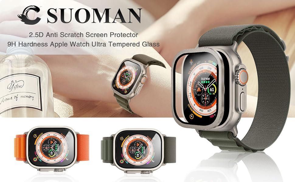 Suoman 2Pack for Apple Watch Ultra Screen Protector Case