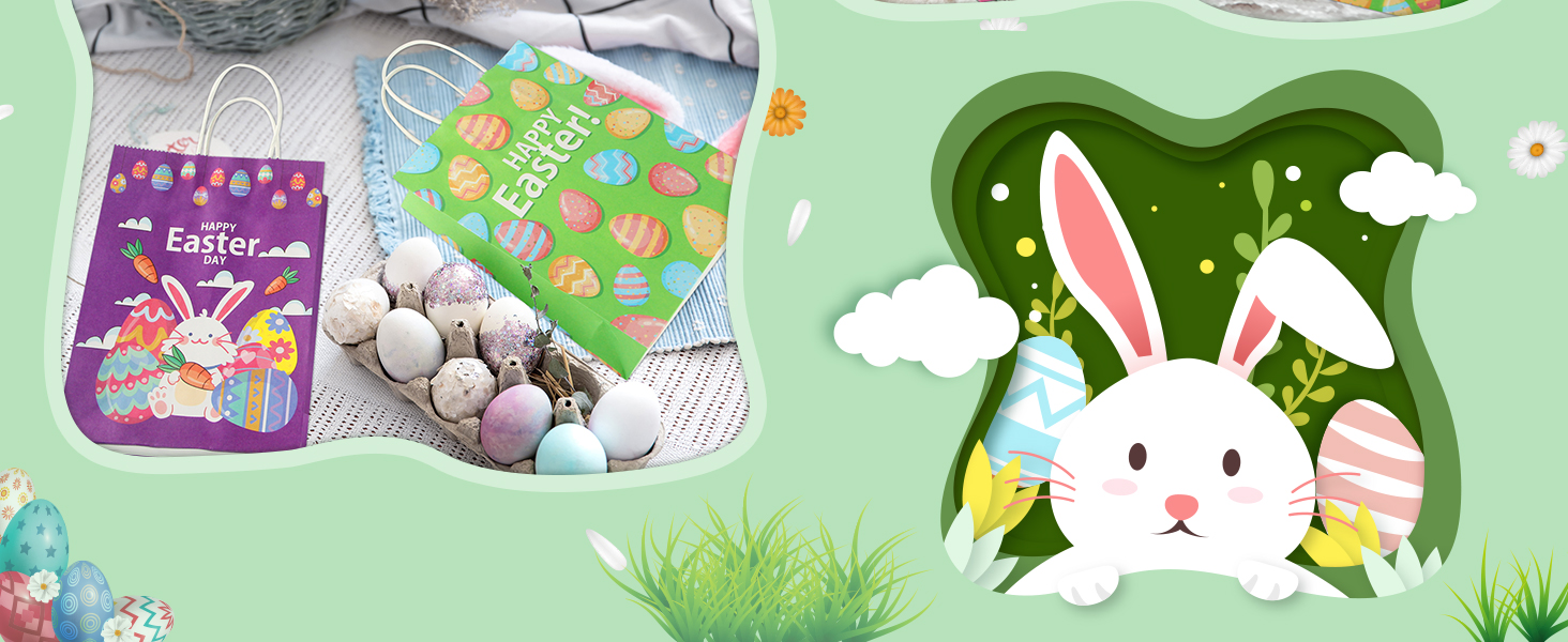 SPERPAND 24Pcs Easter Gift Bags with Handles 8.7“ Small