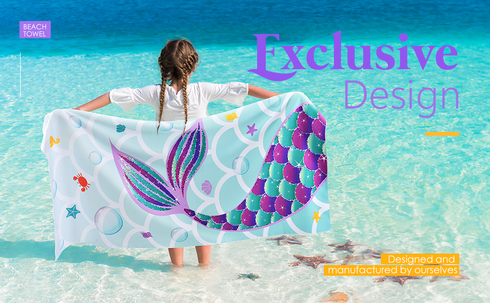 WERNNSAI Mermaid Beach Towel 30” x 60” Mermaid Tail
