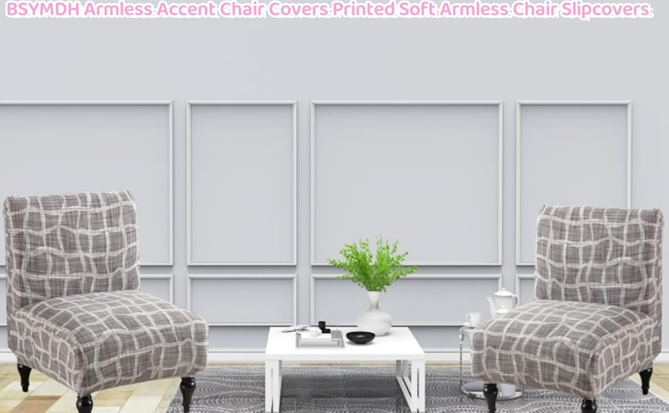 BSYMDH 2PCS Armless Accent Chair Covers Printed Soft