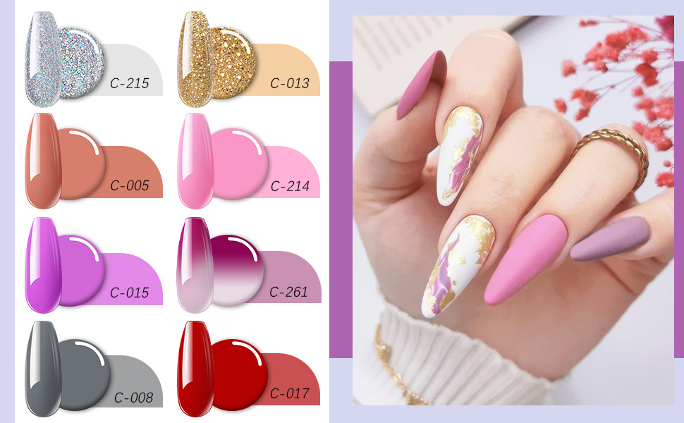 clear nude rot transparent glitter polygel farben