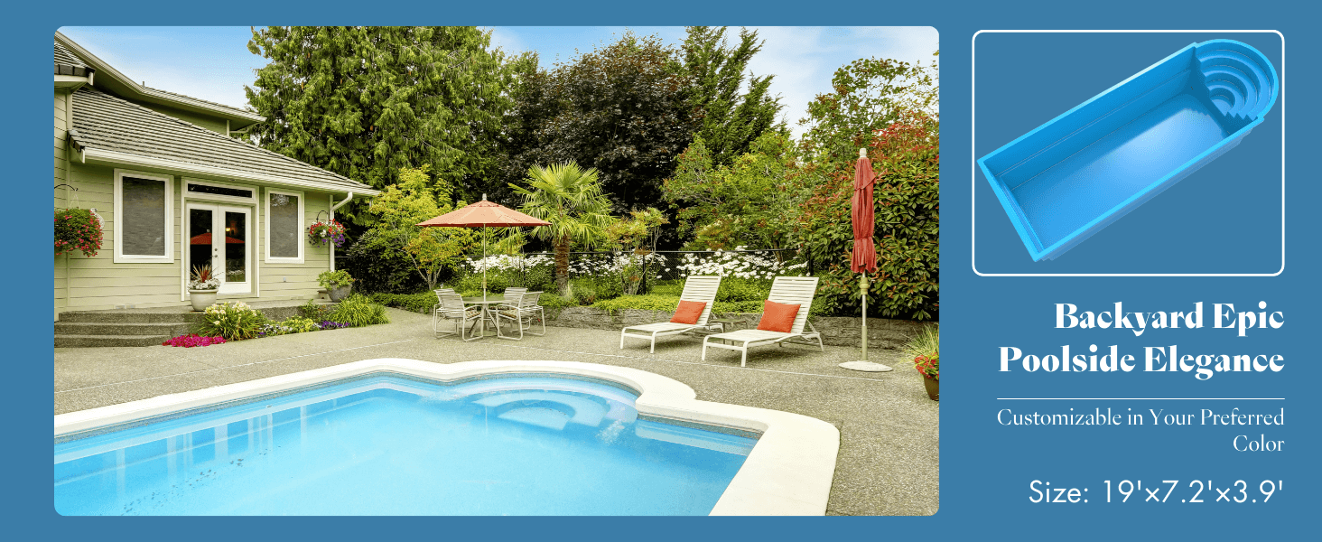 Ambikun Fiberglass Inground Pool Shell Size 26' x 13' x 5.