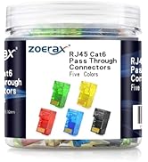 ZOERAX 100-Pack RJ45 Cat6 Pass Through Connector, Assorted Colors, RJ45 Modular Plugs for Solid o...
