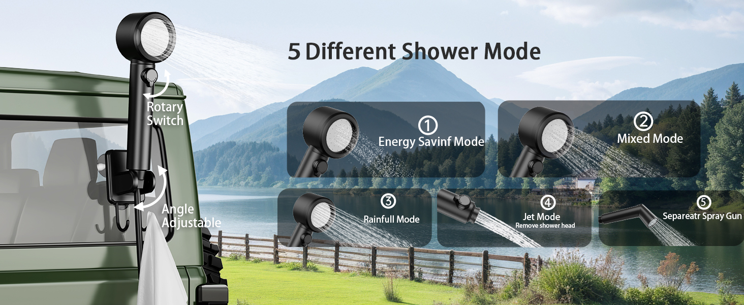 Portable Camping Shower Outdoor Shower Pump 6000mAh Rechargeable Electric Shower