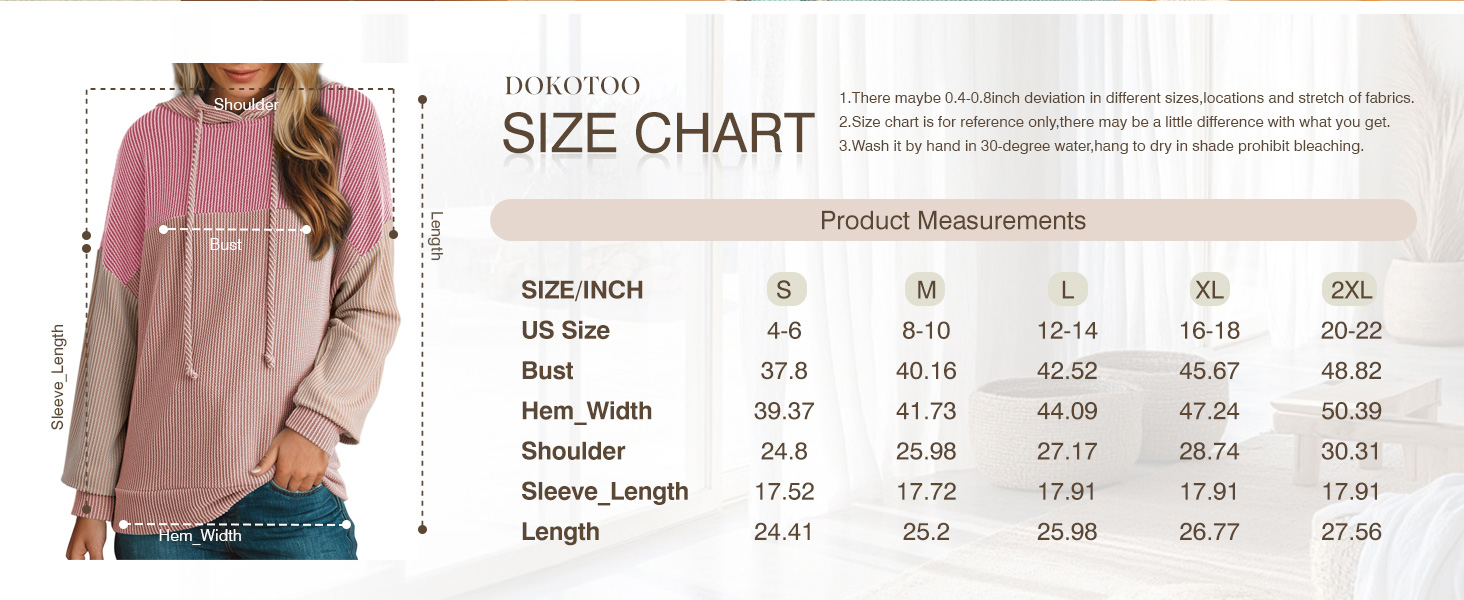 dokotoo size chart