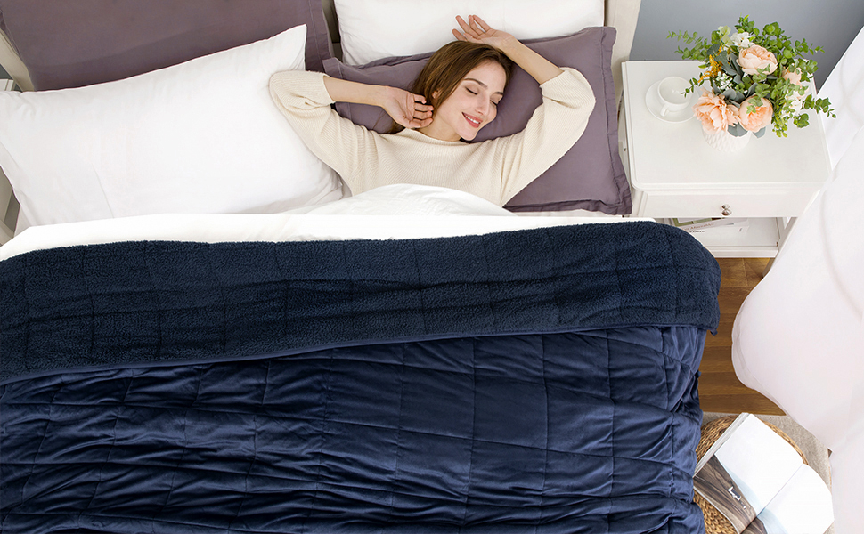 HBlife Sherpa Fleece Weighted Blanket for Adults, OekoTex Certified 10