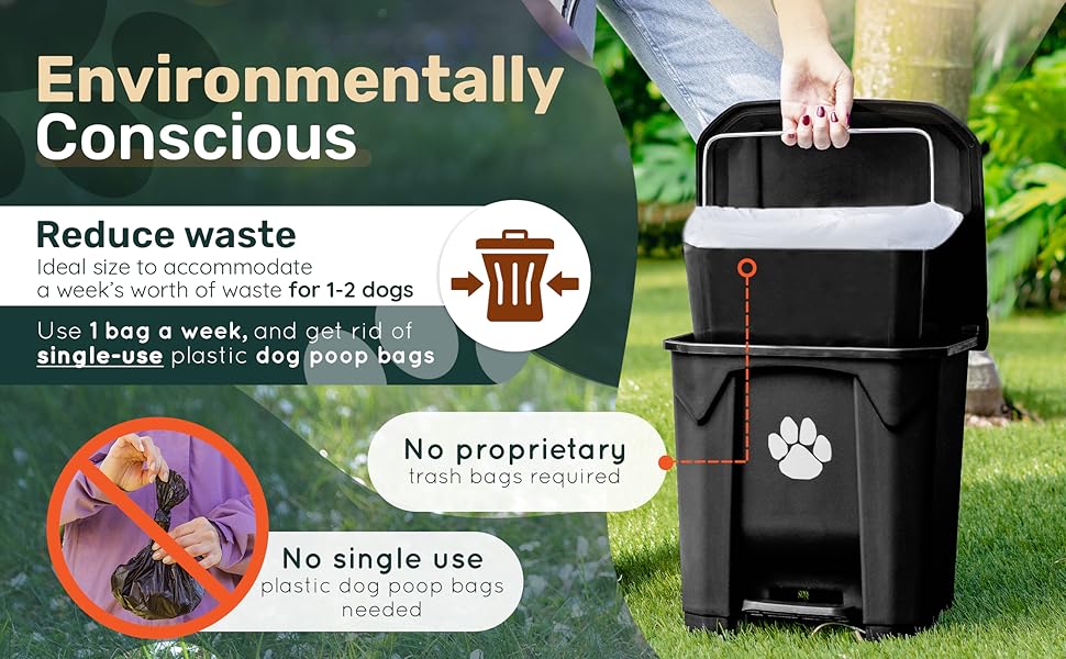 ZubyDog USA Fully Assembled Outdoor Dog Poop Trash Can