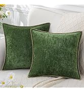 decorUhome Chenille Soft Throw Pillow Covers 18x18 Set of 2, Spring Farmhouse Velvet Pillow Cover...