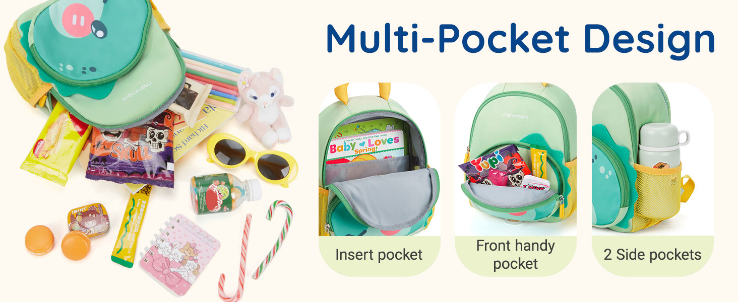 multiple pockets kids backpack side pockets front pocket