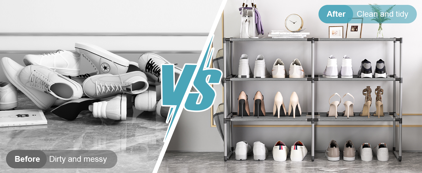 Amazer 4 Tiers Shoe Rack for Closet, Wide Shoe Storage