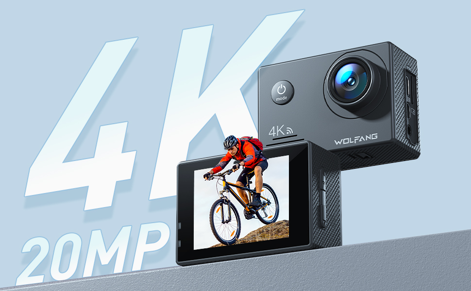 Action Camera 4K 30FPS 20MP WOLFANG GA100, WiFi 40M Underwater