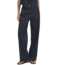 【AAKE】BESTIE STRIPE SLACKS YEXPINE Women's Straight Leg Pinstripe Trousers High Waist