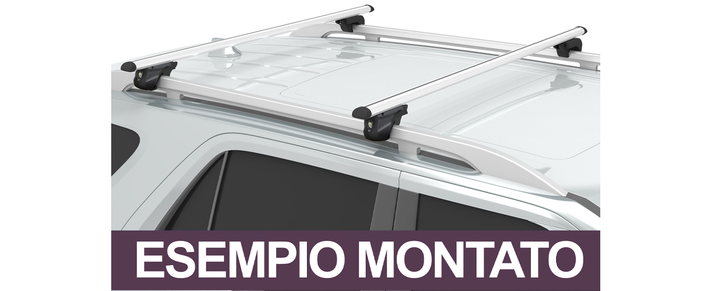 Barre Portapacchi Universali Rebeca Shop 135cm - Per Auto Con Rail, Serratura Di Sicurezza, Portata 90kg