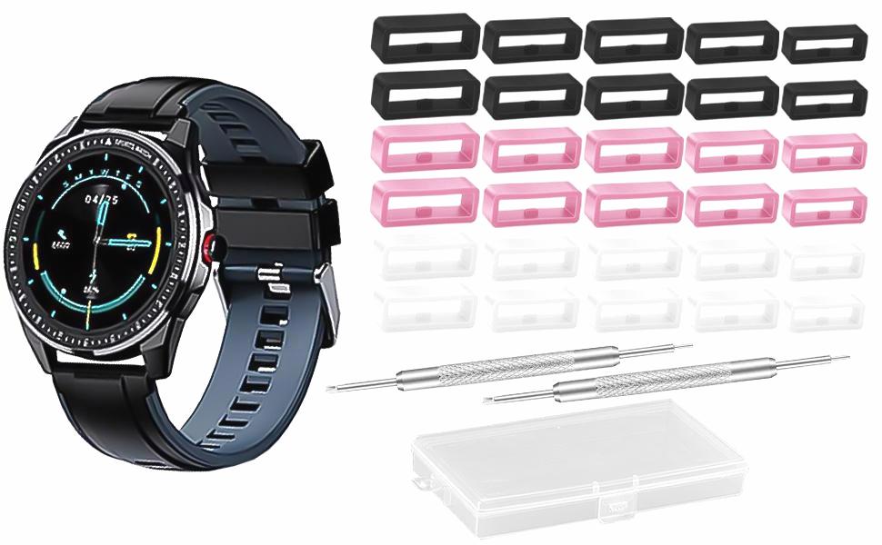 30Pcs Watch Strap Loops 18mm/20mm/22mm/24mm, Silicone Watch Band Keeper