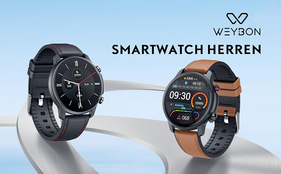 Smartwatch Herren Fitnessuhr Armbanduhr Uhr - 1,32 Zoll Runde Männer ...