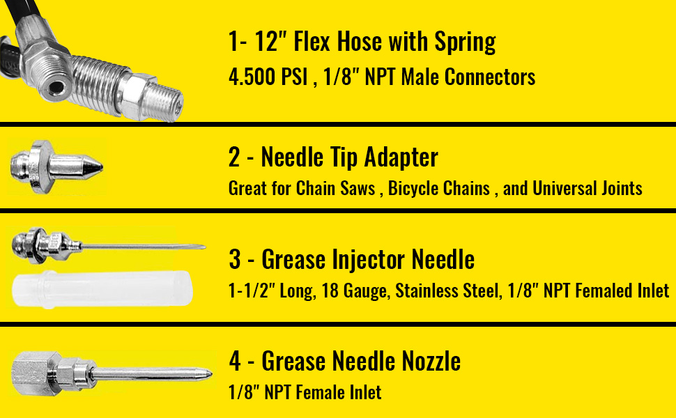 Grease Gun Accessory Set 12 Piece, Grease Coupler Kit and