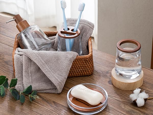 バス・洗面所用品 Water LifeSeries 5 BATH ADDITIVE Amazon.com: HJ 5PCS Clear Glass Bathroom Accessories Set,4mm