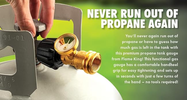 Flame King Propane Tank Gauge Level Indicator, Leak Detector Gas Pressure Meter, Glows in the Dark