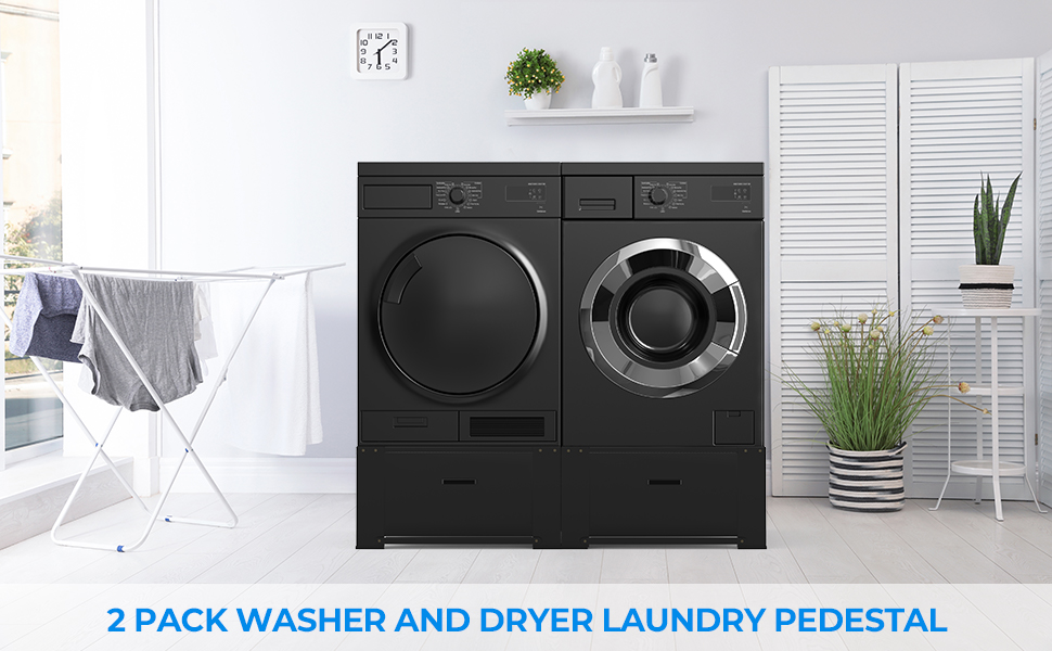 2 Pack laundry pedestal for washer and dryer with Drawer 28" Washer Dryer